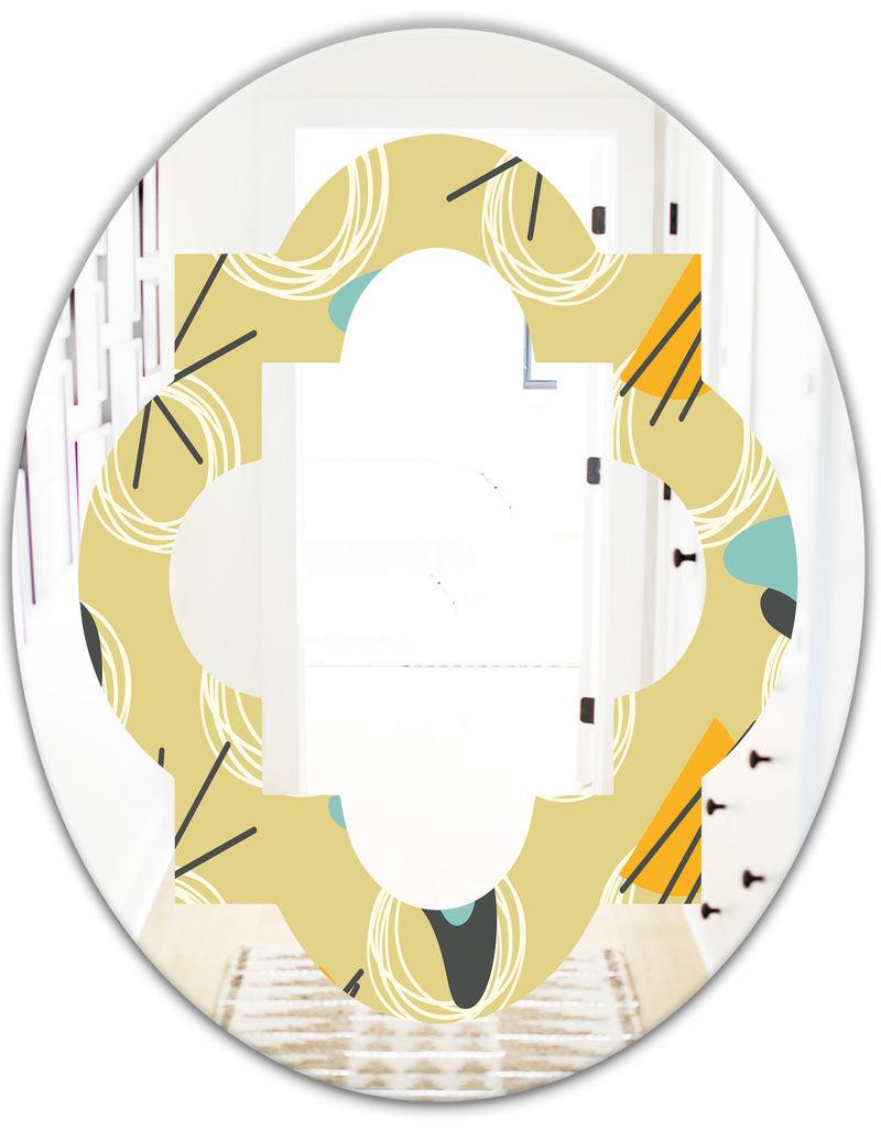 DesignQ Retro Abstract Design II - Modern Round Or Oval Wall Mirror - Quatrefoil