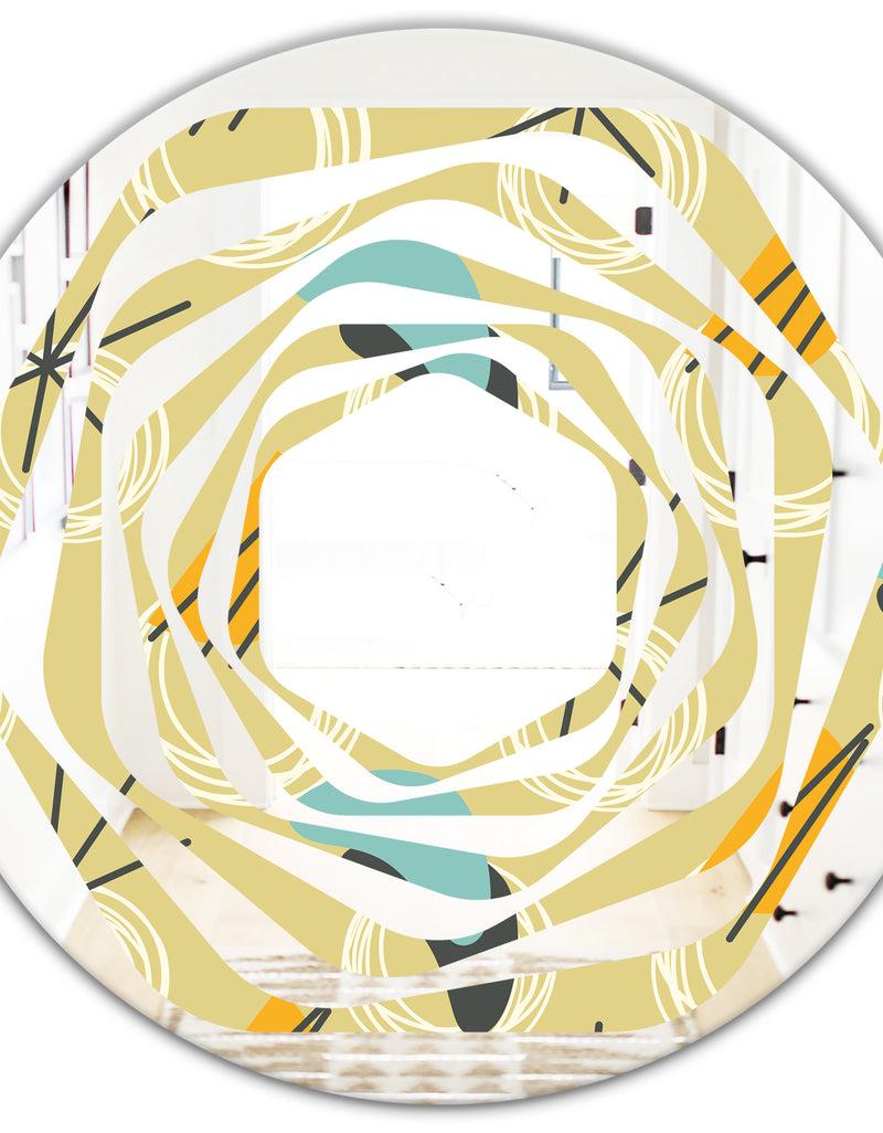 DesignQ Retro Abstract Design II - Modern Round Or Oval Wall Mirror - Whirl