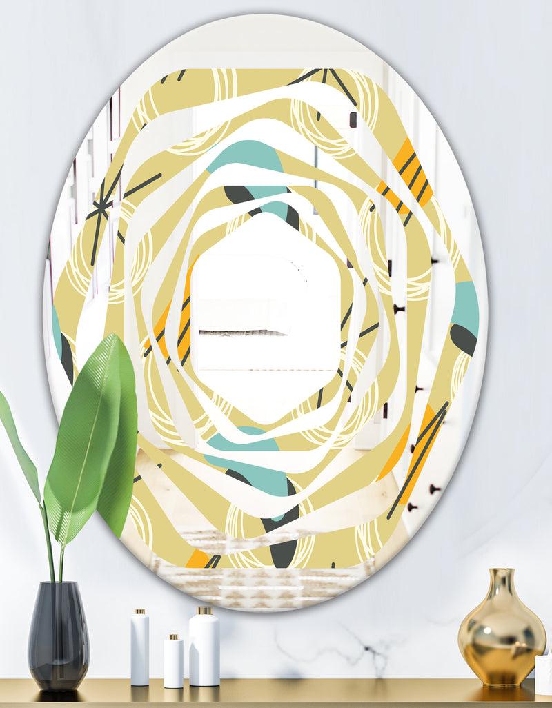 DesignQ Retro Abstract Design II - Modern Round Or Oval Wall Mirror - Whirl