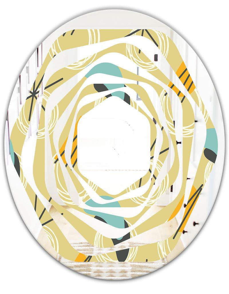 DesignQ Retro Abstract Design II - Modern Round Or Oval Wall Mirror - Whirl