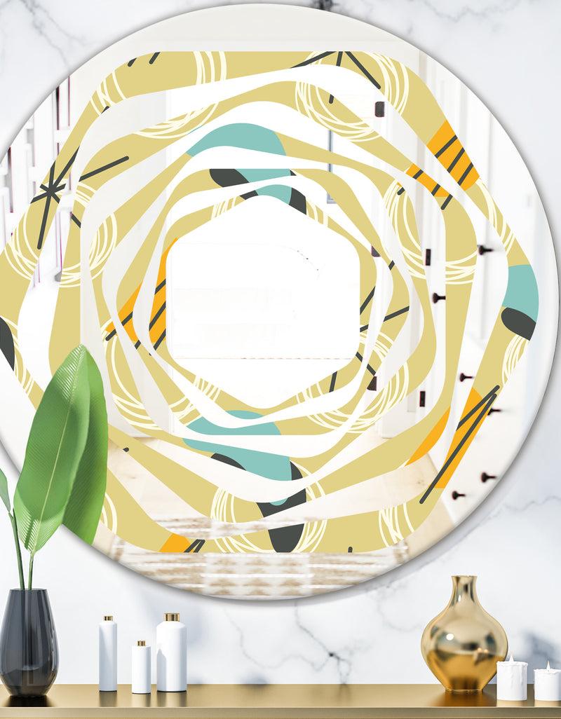 DesignQ Retro Abstract Design II - Modern Round or Oval Wall Mirror - Whirl