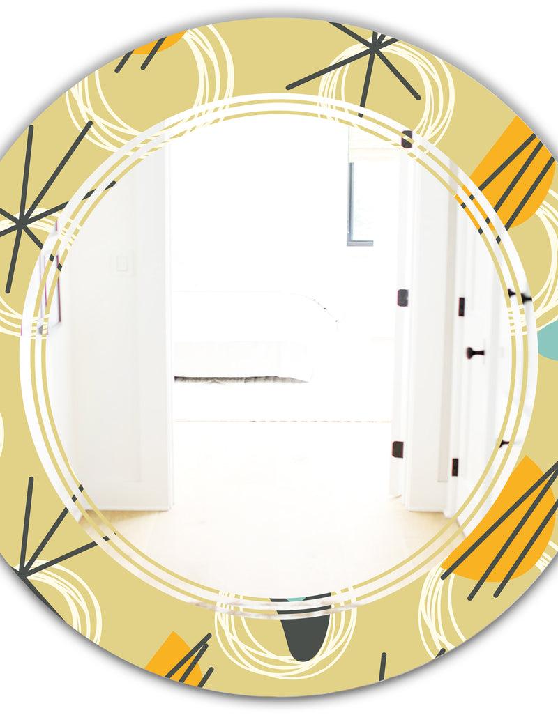 DesignQ Retro Abstract Design II - Modern Round Or Oval Wall Mirror - Triple C