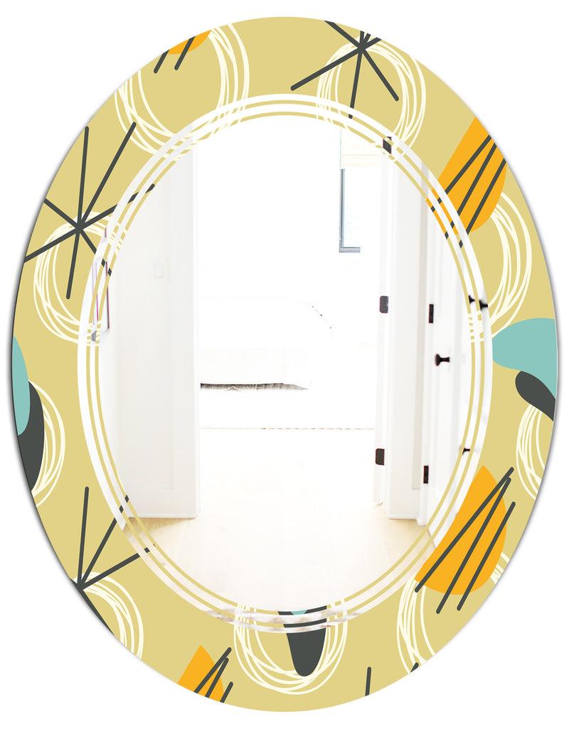 DesignQ Retro Abstract Design II - Modern Round Or Oval Wall Mirror - Triple C