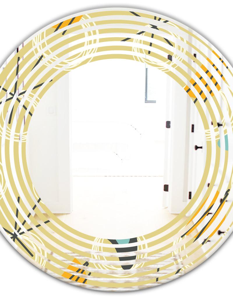 DesignQ Retro Abstract Design II - Modern Round Or Oval Wall Mirror - Wave