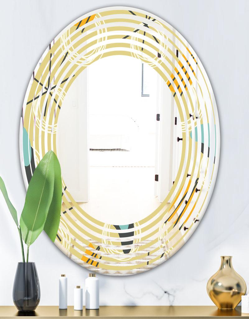 DesignQ Retro Abstract Design II - Modern Round Or Oval Wall Mirror - Wave
