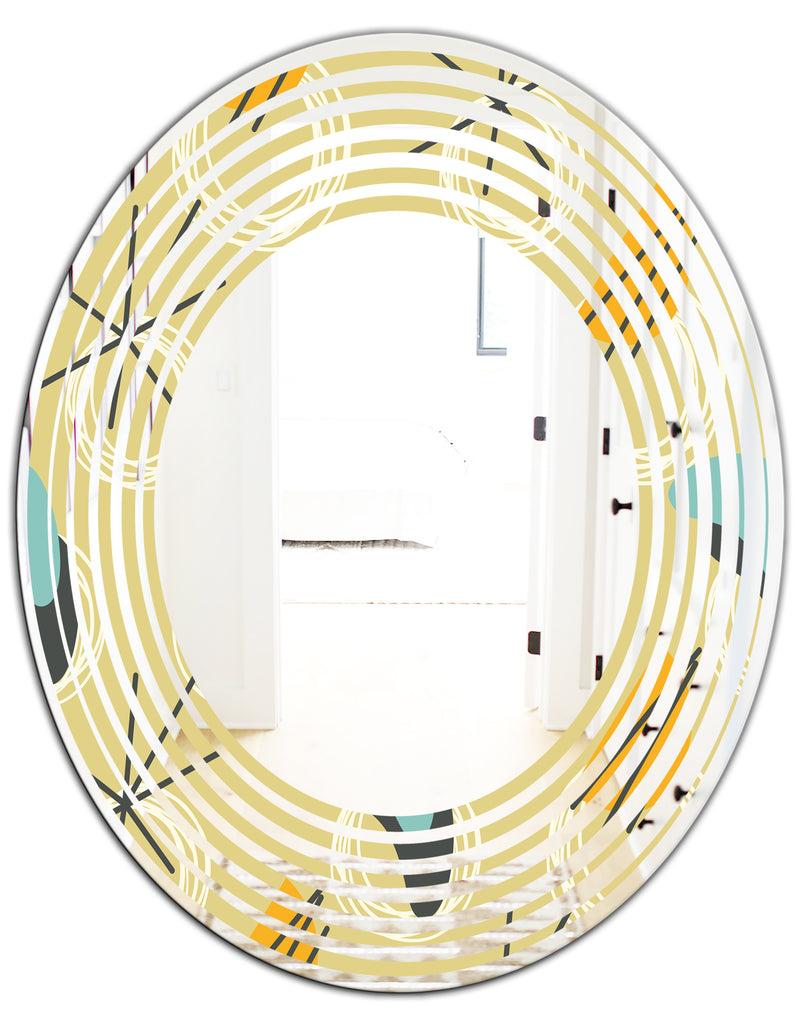 DesignQ Retro Abstract Design II - Modern Round Or Oval Wall Mirror - Wave