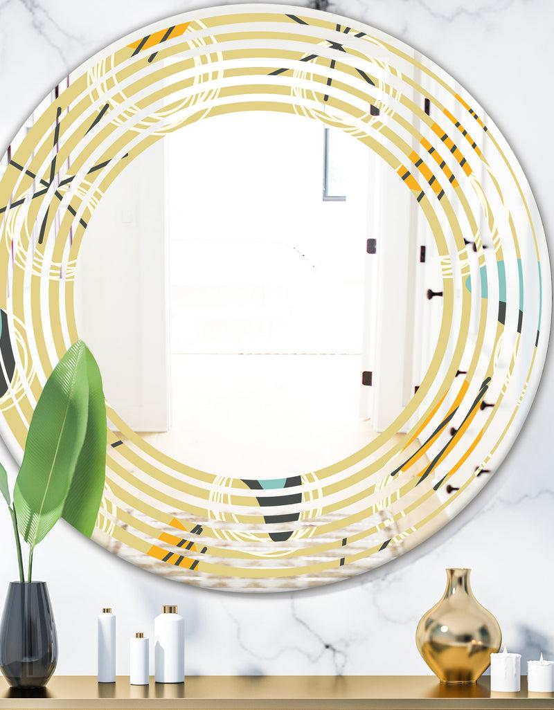 DesignQ Retro Abstract Design II - Modern Round or Oval Wall Mirror - Wave