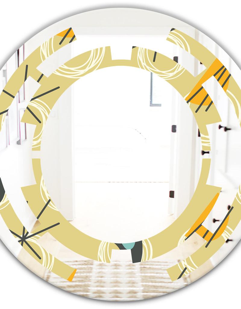DesignQ Retro Abstract Design II - Modern Round Or Oval Wall Mirror - Space