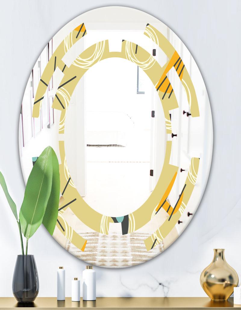 DesignQ Retro Abstract Design II - Modern Round Or Oval Wall Mirror - Space