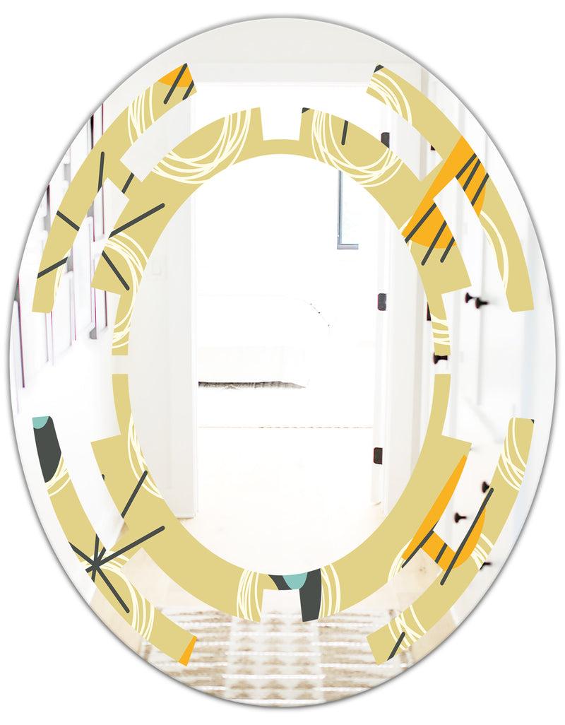 DesignQ Retro Abstract Design II - Modern Round Or Oval Wall Mirror - Space
