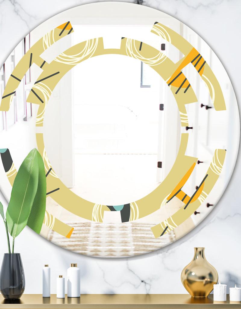 DesignQ Retro Abstract Design II - Modern Round or Oval Wall Mirror - Space