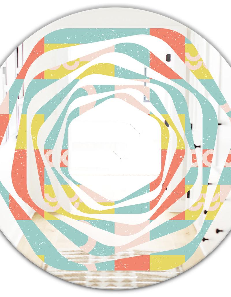 DesignQ Retro Abstract Design III - Modern Round Or Oval Wall Mirror - Whirl