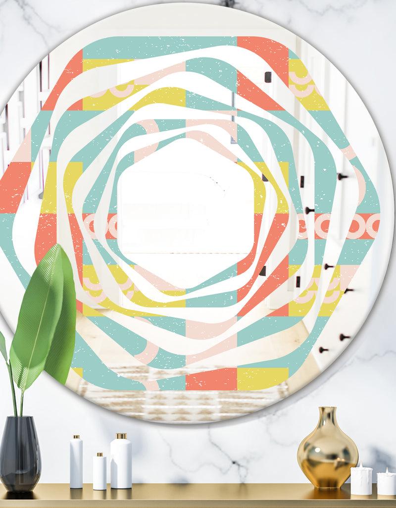 DesignQ Retro Abstract Design III - Modern Round or Oval Wall Mirror - Whirl