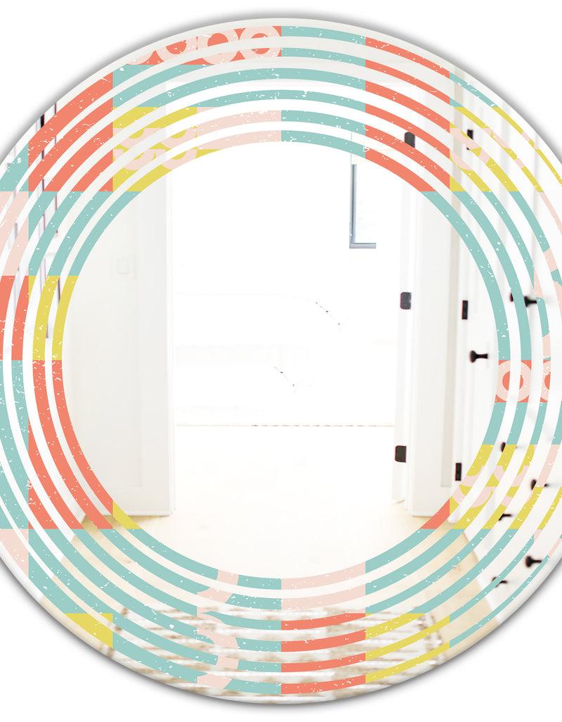 DesignQ Retro Abstract Design III - Modern Round Or Oval Wall Mirror - Wave