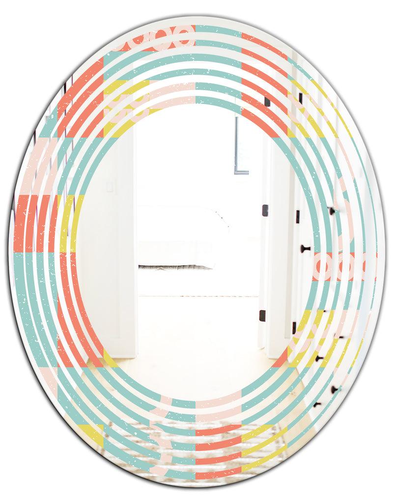 DesignQ Retro Abstract Design III - Modern Round Or Oval Wall Mirror - Wave