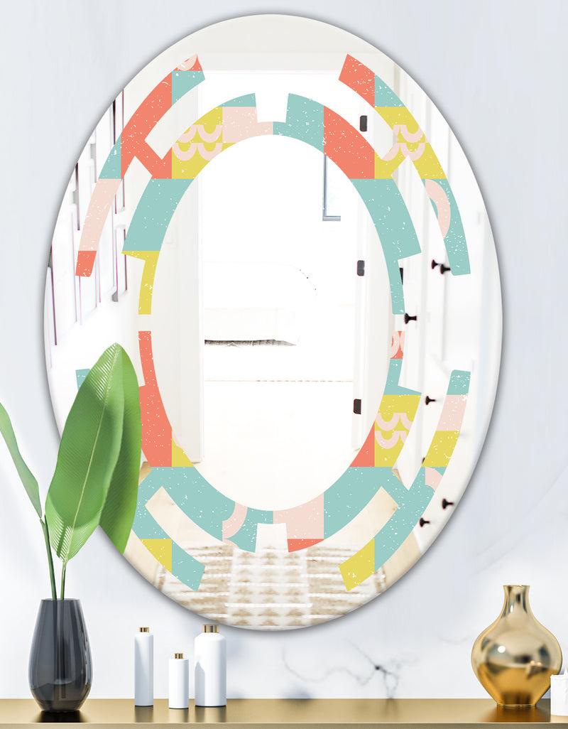 DesignQ Retro Abstract Design III - Modern Round Or Oval Wall Mirror - Space