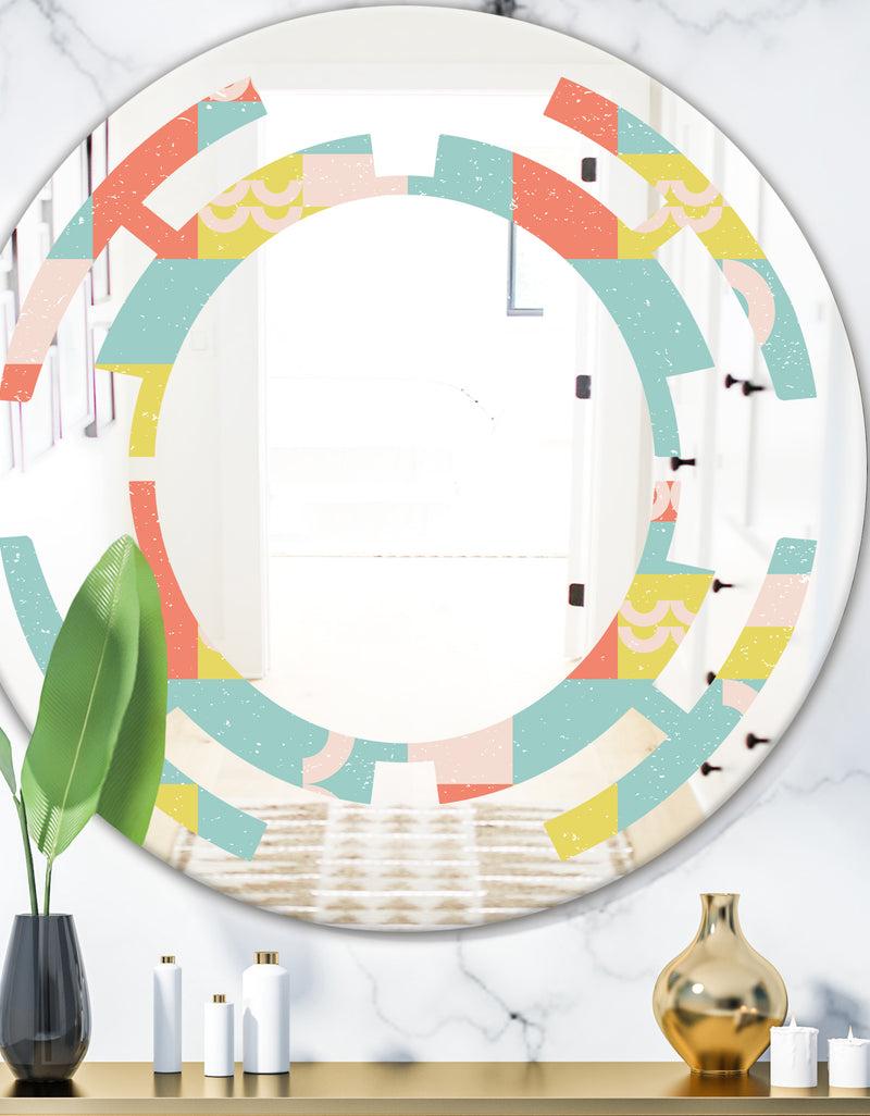 DesignQ Retro Abstract Design III - Modern Round or Oval Wall Mirror - Space