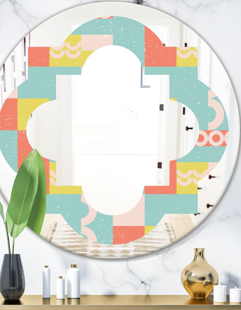 DesignQ Retro Abstract Design III - Modern Round or Oval Wall Mirror - Quatrefoil