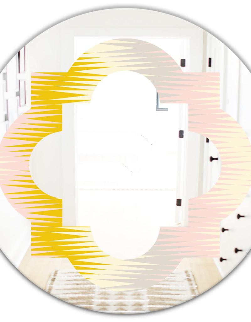 DesignQ Retro Abstract Design IV - Modern Round Or Oval Wall Mirror - Quatrefoil