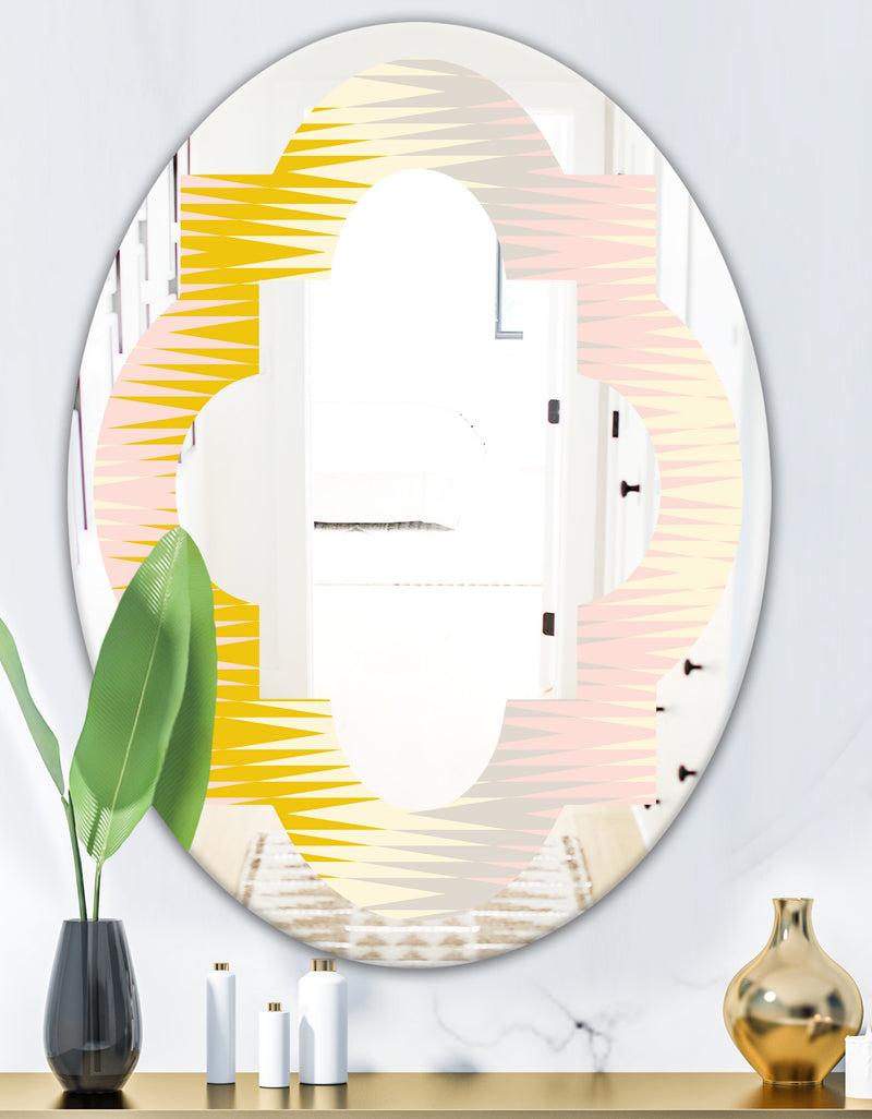 DesignQ Retro Abstract Design IV - Modern Round Or Oval Wall Mirror - Quatrefoil