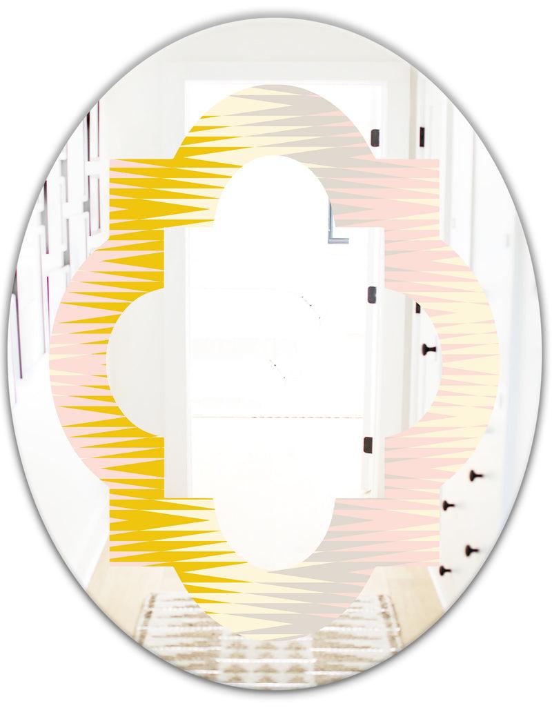 DesignQ Retro Abstract Design IV - Modern Round Or Oval Wall Mirror - Quatrefoil