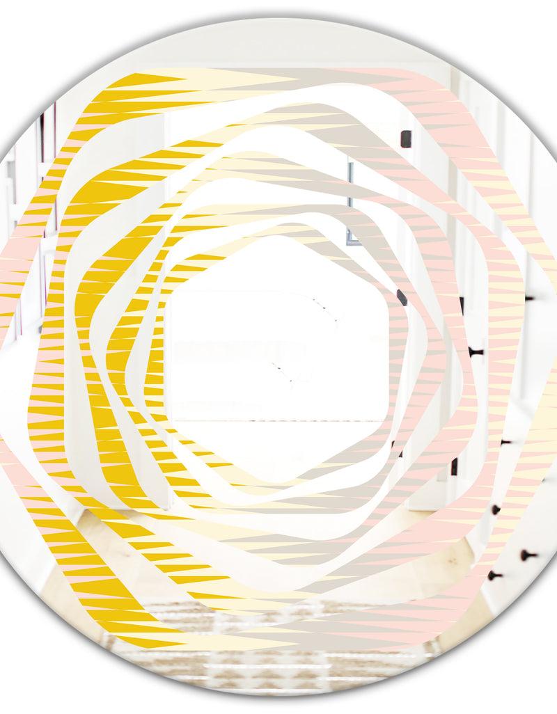 DesignQ Retro Abstract Design IV - Modern Round Or Oval Wall Mirror - Whirl