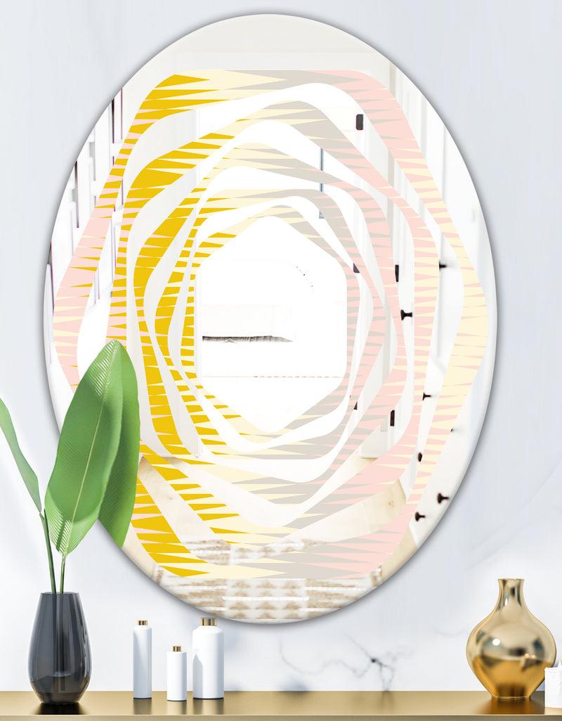 DesignQ Retro Abstract Design IV - Modern Round Or Oval Wall Mirror - Whirl