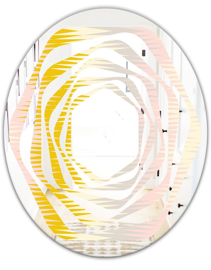 DesignQ Retro Abstract Design IV - Modern Round Or Oval Wall Mirror - Whirl