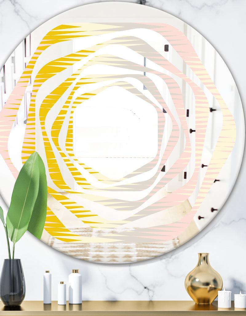 DesignQ Retro Abstract Design IV - Modern Round or Oval Wall Mirror - Whirl