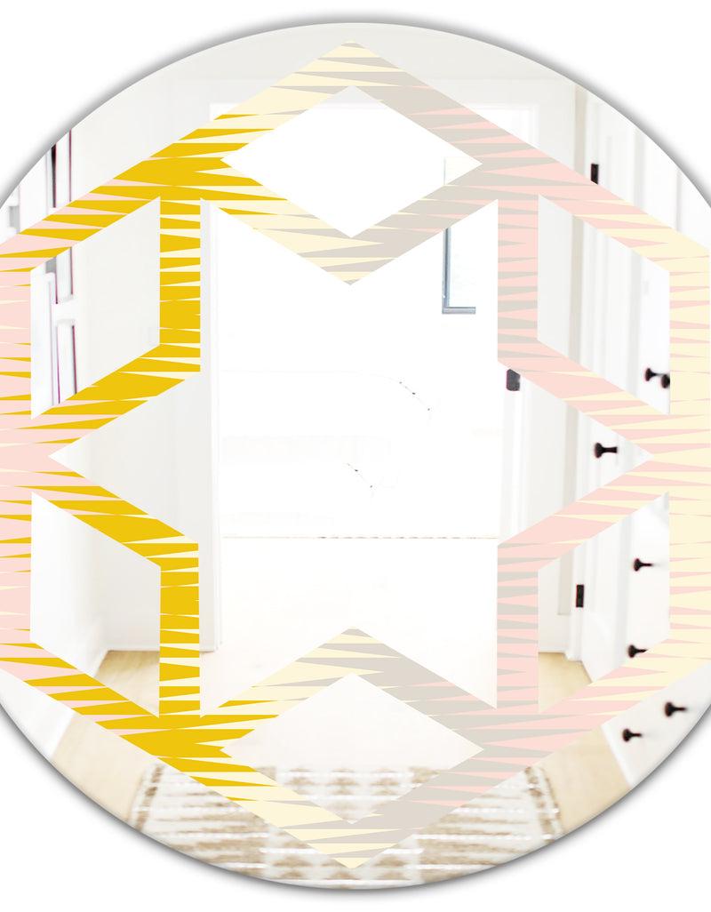 DesignQ Retro Abstract Design IV - Modern Round Or Oval Wall Mirror - Hexagon Star