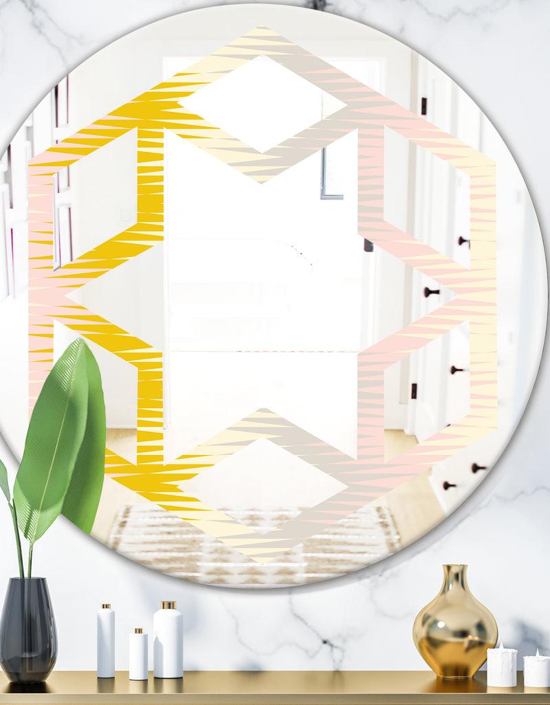 DesignQ Retro Abstract Design IV - Modern Round or Oval Wall Mirror - Hexagon Star