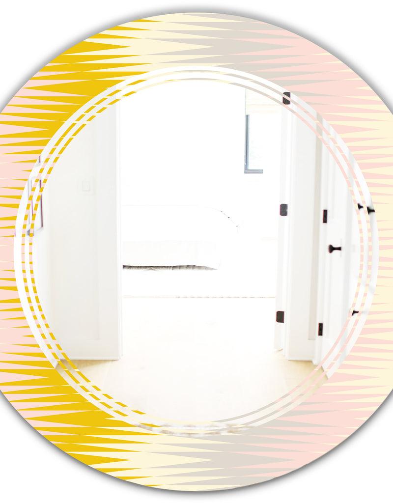 DesignQ Retro Abstract Design IV - Modern Round Or Oval Wall Mirror - Triple C