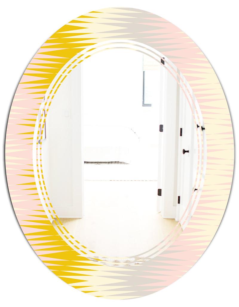 DesignQ Retro Abstract Design IV - Modern Round Or Oval Wall Mirror - Triple C