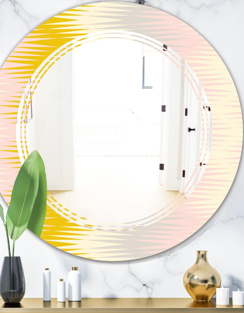 DesignQ Retro Abstract Design IV - Modern Round or Oval Wall Mirror - Triple C