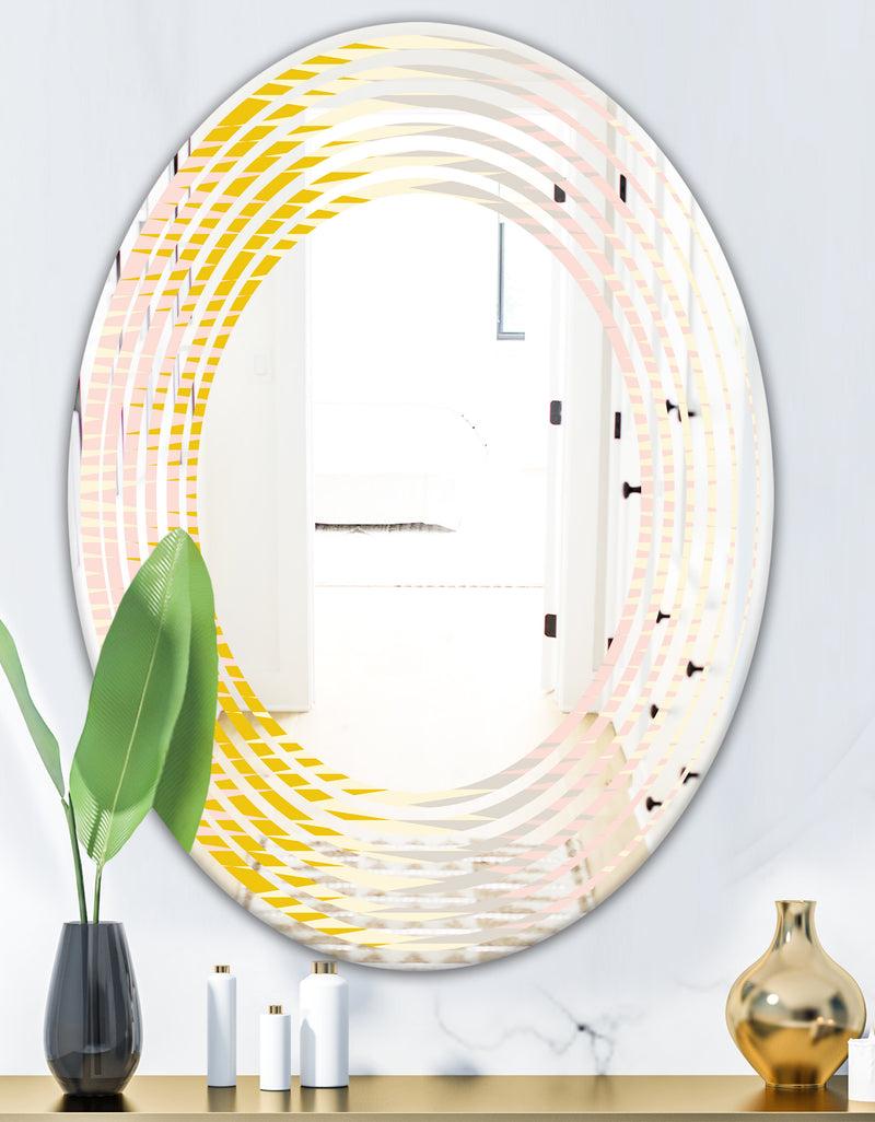 DesignQ Retro Abstract Design IV - Modern Round Or Oval Wall Mirror - Wave
