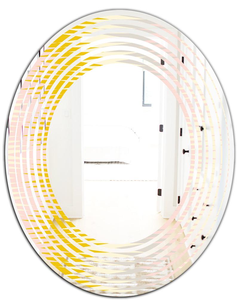 DesignQ Retro Abstract Design IV - Modern Round Or Oval Wall Mirror - Wave