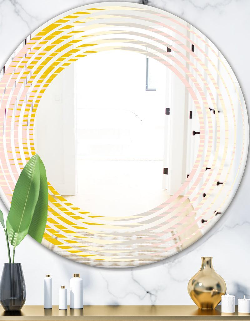 DesignQ Retro Abstract Design IV - Modern Round or Oval Wall Mirror - Wave