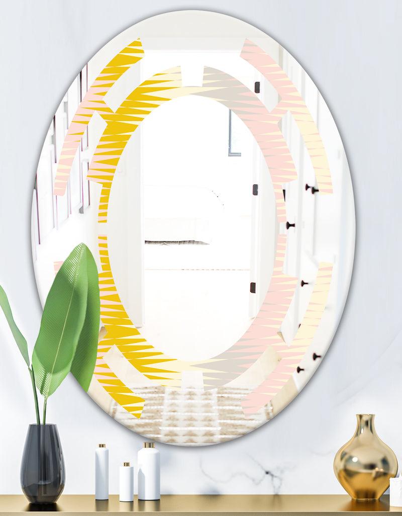 DesignQ Retro Abstract Design IV - Modern Round Or Oval Wall Mirror - Space