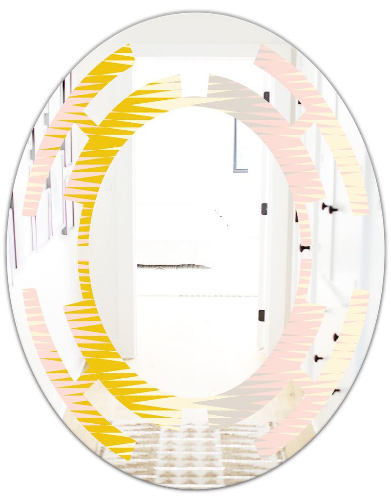 DesignQ Retro Abstract Design IV - Modern Round Or Oval Wall Mirror - Space