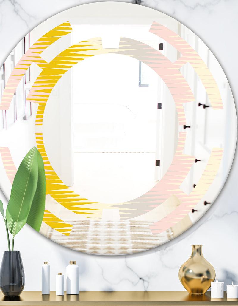 DesignQ Retro Abstract Design IV - Modern Round or Oval Wall Mirror - Space
