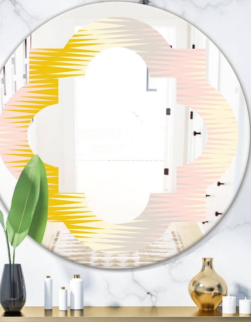 DesignQ Retro Abstract Design IV - Modern Round or Oval Wall Mirror - Quatrefoil