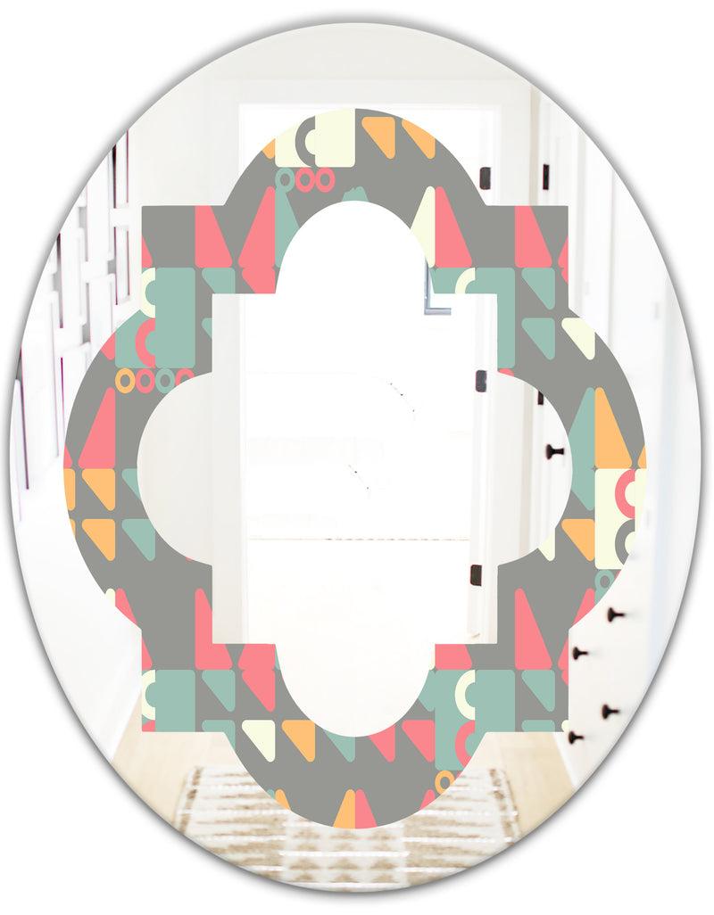 DesignQ Retro Abstract Design V - Modern Round Or Oval Wall Mirror - Quatrefoil