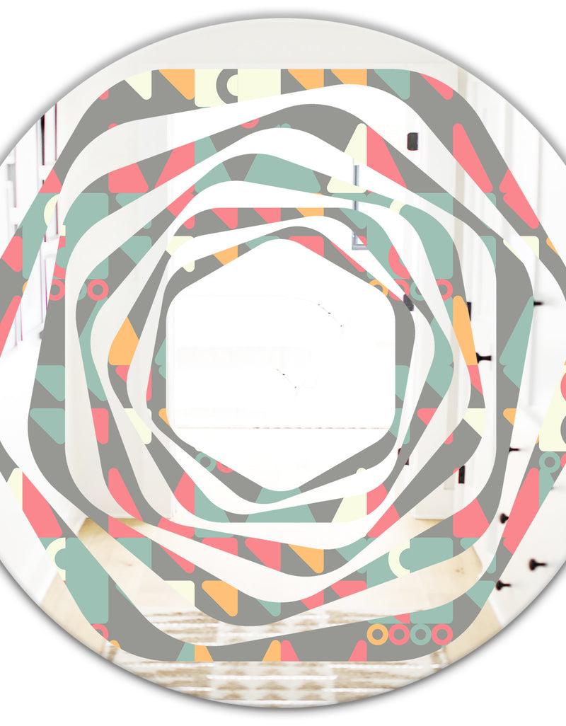 DesignQ Retro Abstract Design V - Modern Round Or Oval Wall Mirror - Whirl