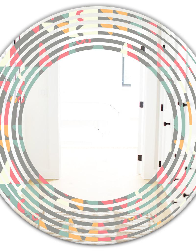 DesignQ Retro Abstract Design V - Modern Round Or Oval Wall Mirror - Wave