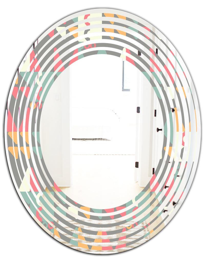 DesignQ Retro Abstract Design V - Modern Round Or Oval Wall Mirror - Wave