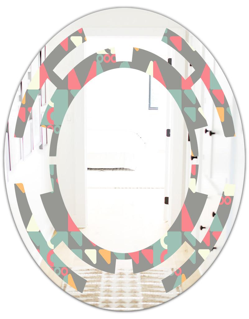 DesignQ Retro Abstract Design V - Modern Round Or Oval Wall Mirror - Space