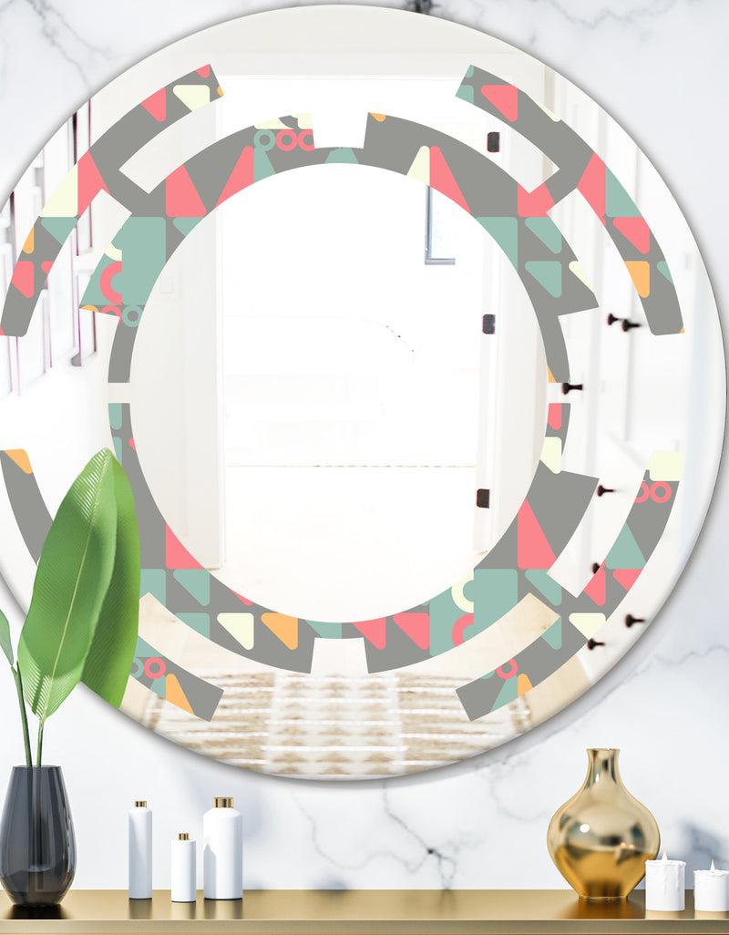 DesignQ Retro Abstract Design V - Modern Round or Oval Wall Mirror - Space