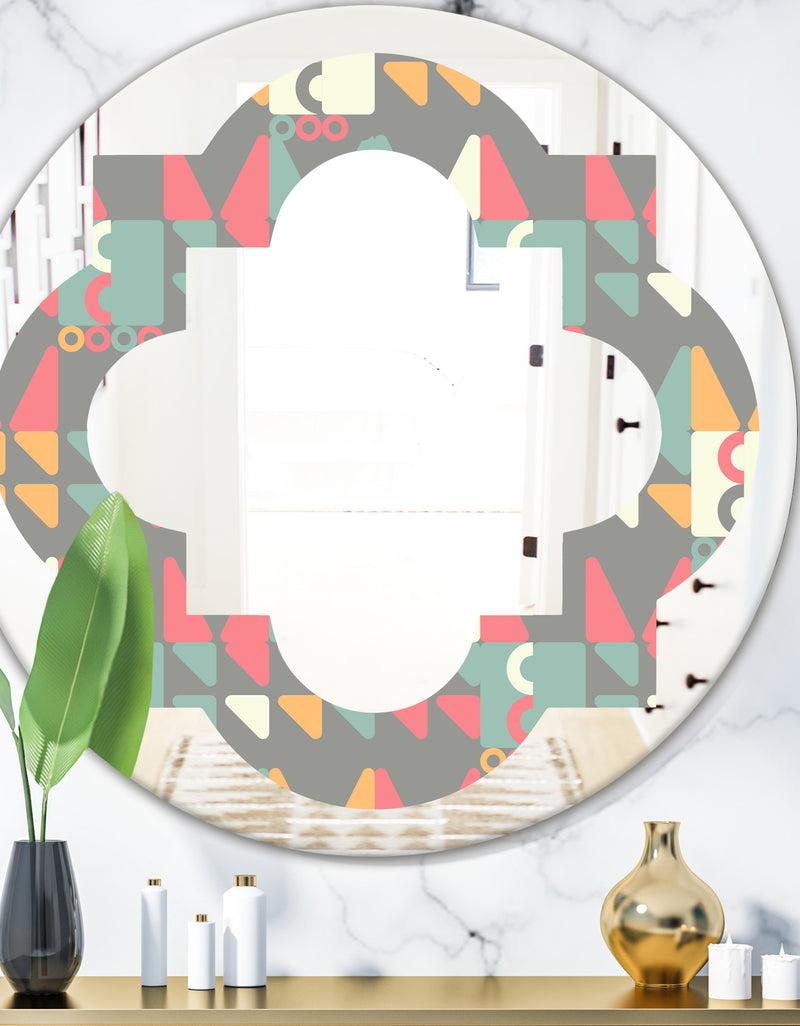 DesignQ Retro Abstract Design V - Modern Round or Oval Wall Mirror - Quatrefoil