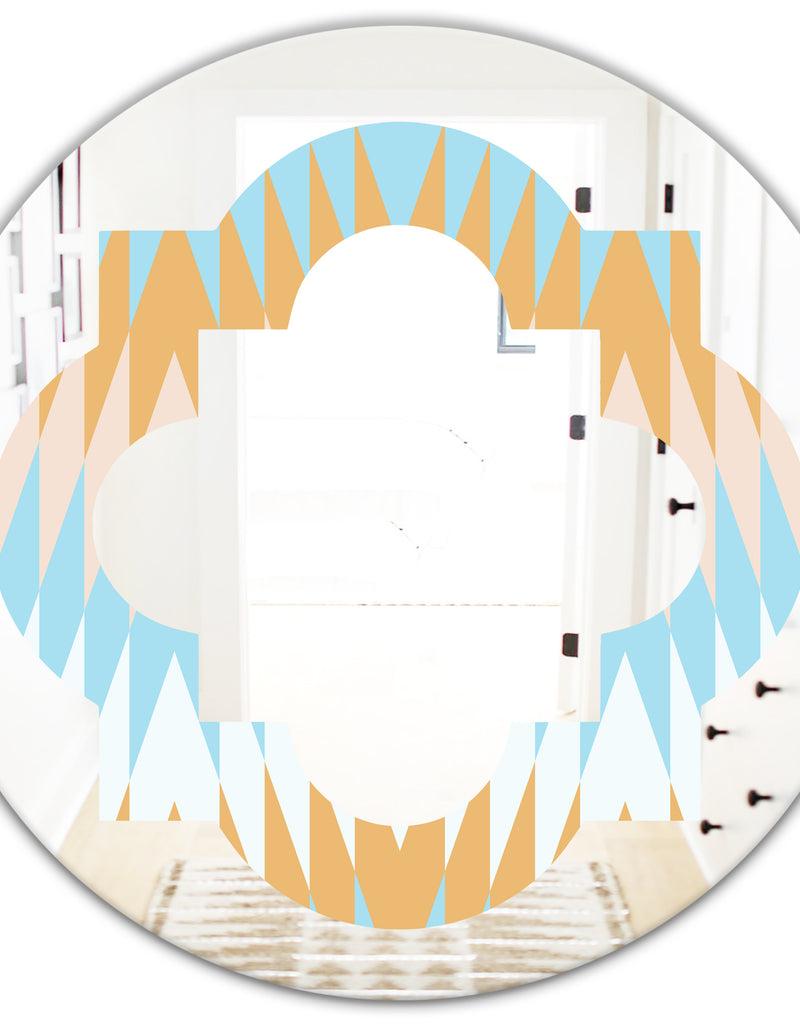 DesignQ Retro Abstract Design VI - Modern Round Or Oval Wall Mirror - Quatrefoil