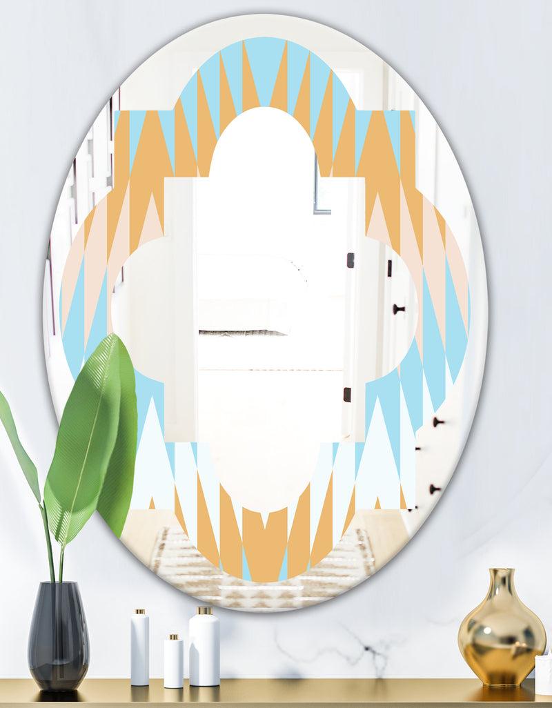 DesignQ Retro Abstract Design VI - Modern Round Or Oval Wall Mirror - Quatrefoil